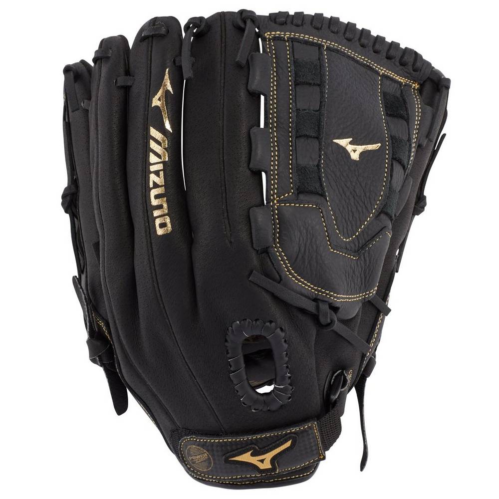 Panske Rukavice Mizuno Premier Series Slowpitch 12.5" Čierne/Zlate Vypredaj USOH43652